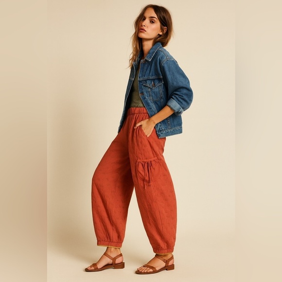 Linen Revival Company Pants - Handmade Quilted Boho Wide Leg Pants | Artisan Embroidered | Linen Revival Co